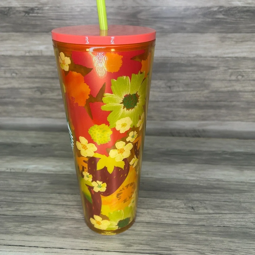 Starbucks Floral Sunflowers Strawberries Venti Cold Cup 2022 Spring 24 oz